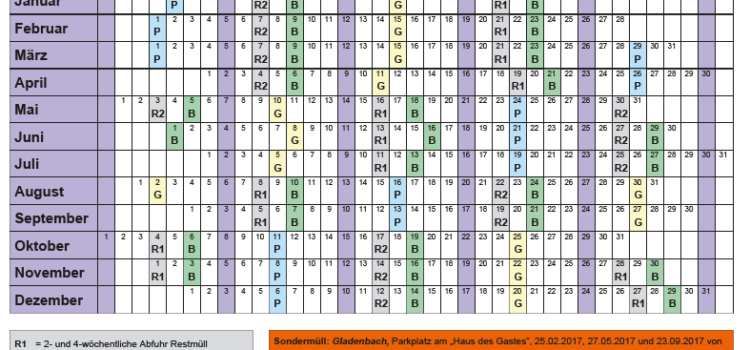 Müllabfuhrkalender 2017 – Bottenhorn und Hülshof